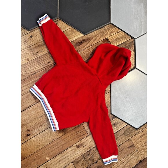 Vintage JOG TOG Zip uo hoodie sweatshirt red rainbow cuff drawstring infant 6-9M - Picture 6 of 6